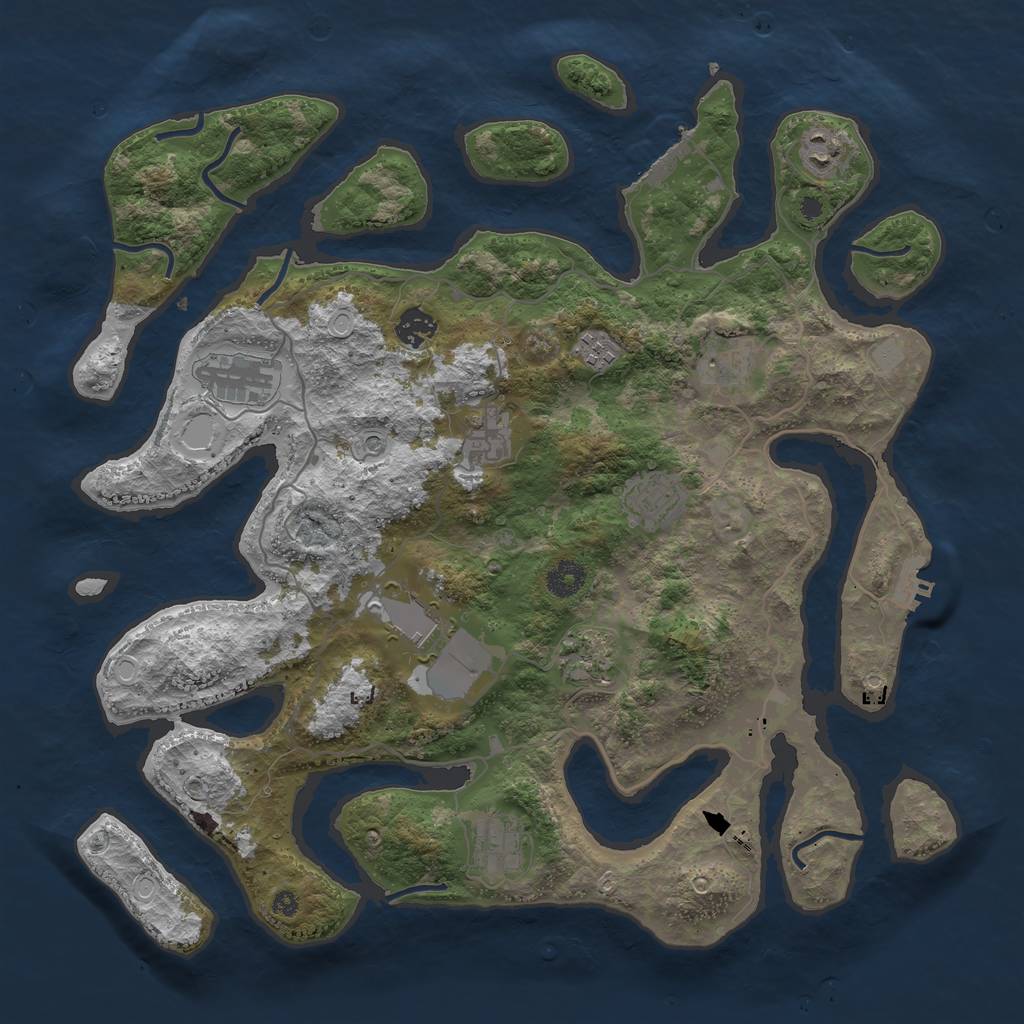 Rust Map: Procedural Map, Size: 4000, Seed: 420666, 18 Monuments