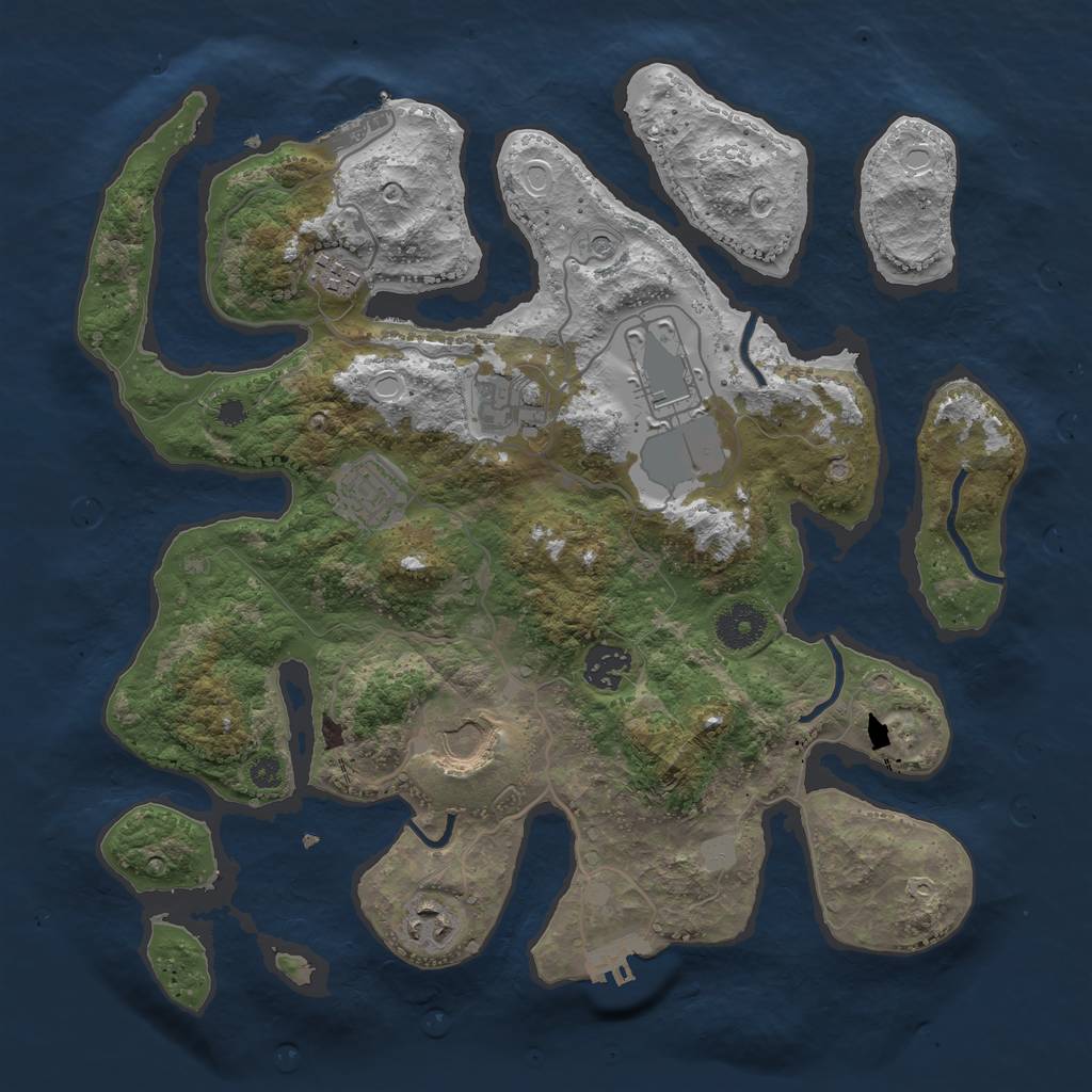 Rust Map: Procedural Map, Size: 3500, Seed: 5746353, 15 Monuments