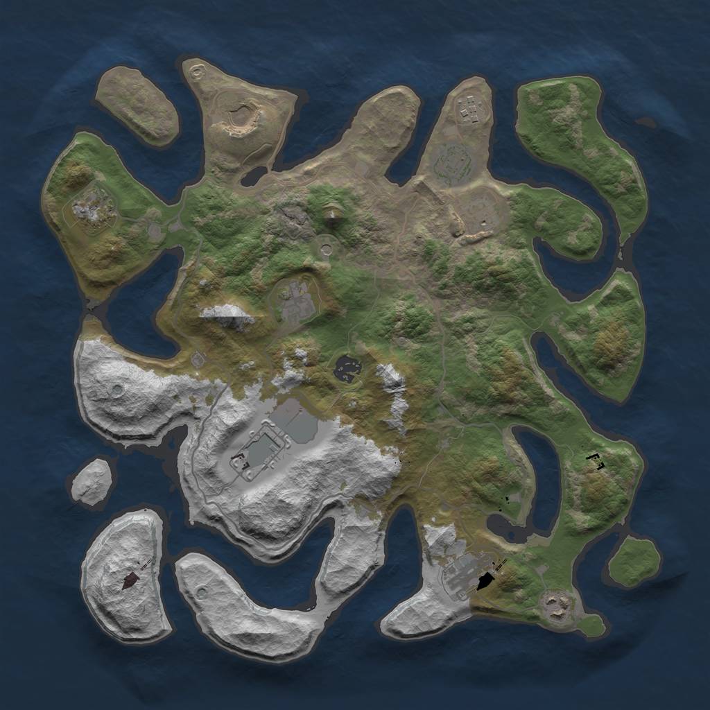 Rust Map: Barren, Size: 4000, Seed: 1135920487, 13 Monuments