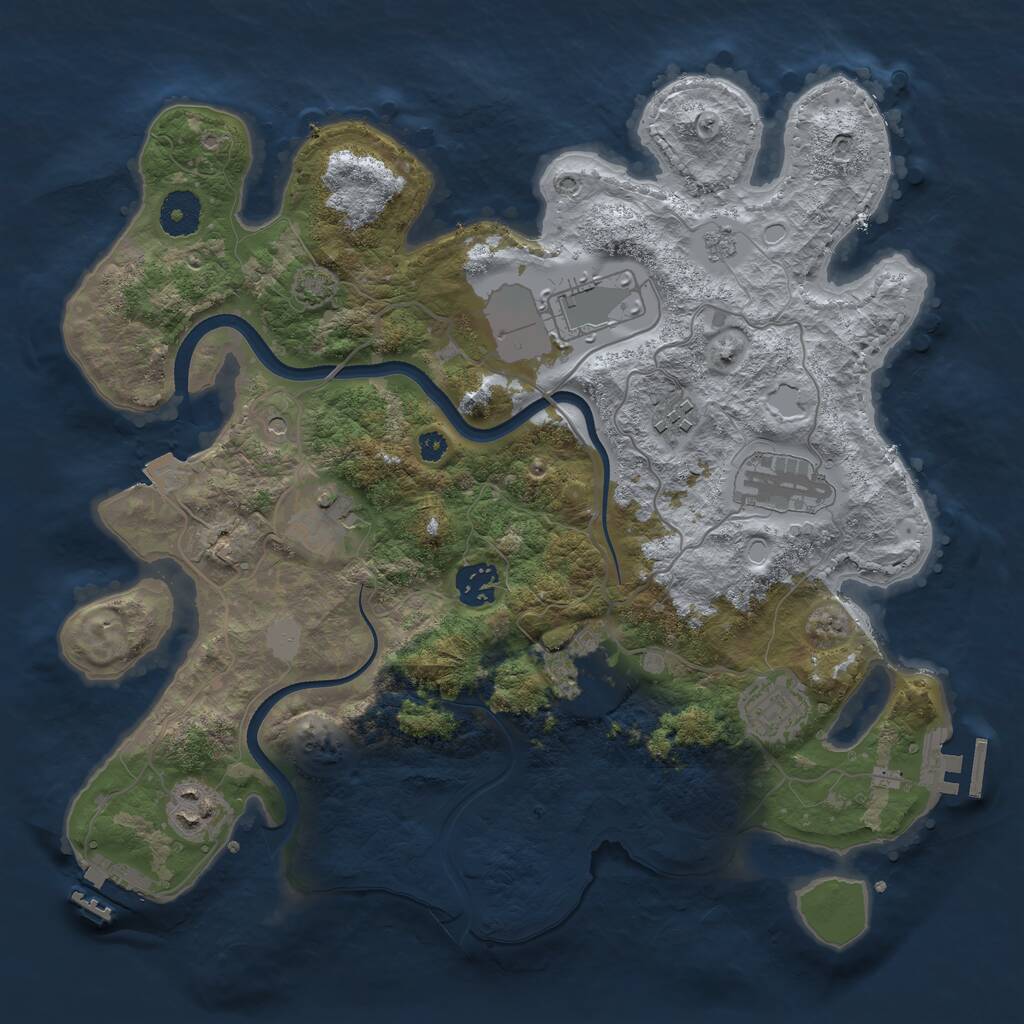 Rust Map: Procedural Map, Size: 3500, Seed: 80518820, 14 Monuments