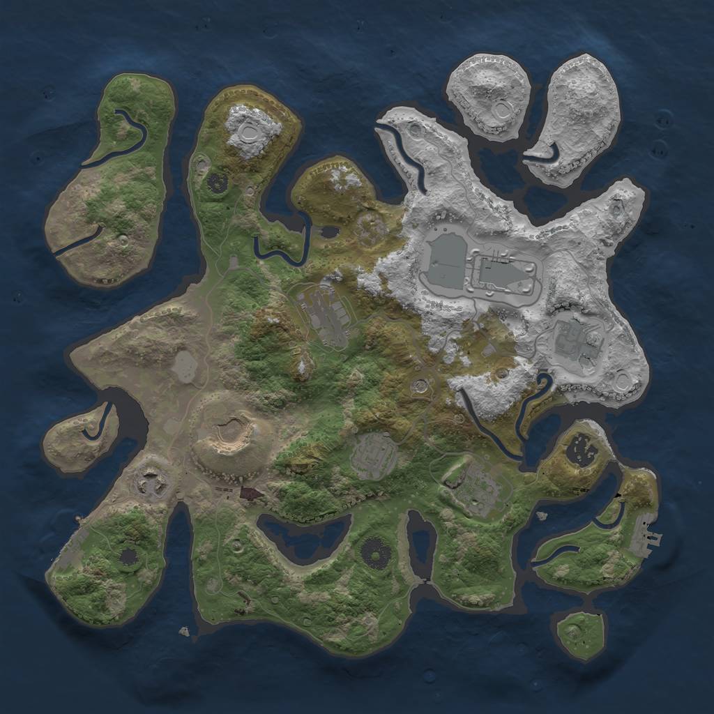 Rust Map: Procedural Map, Size: 3500, Seed: 80518820, 16 Monuments