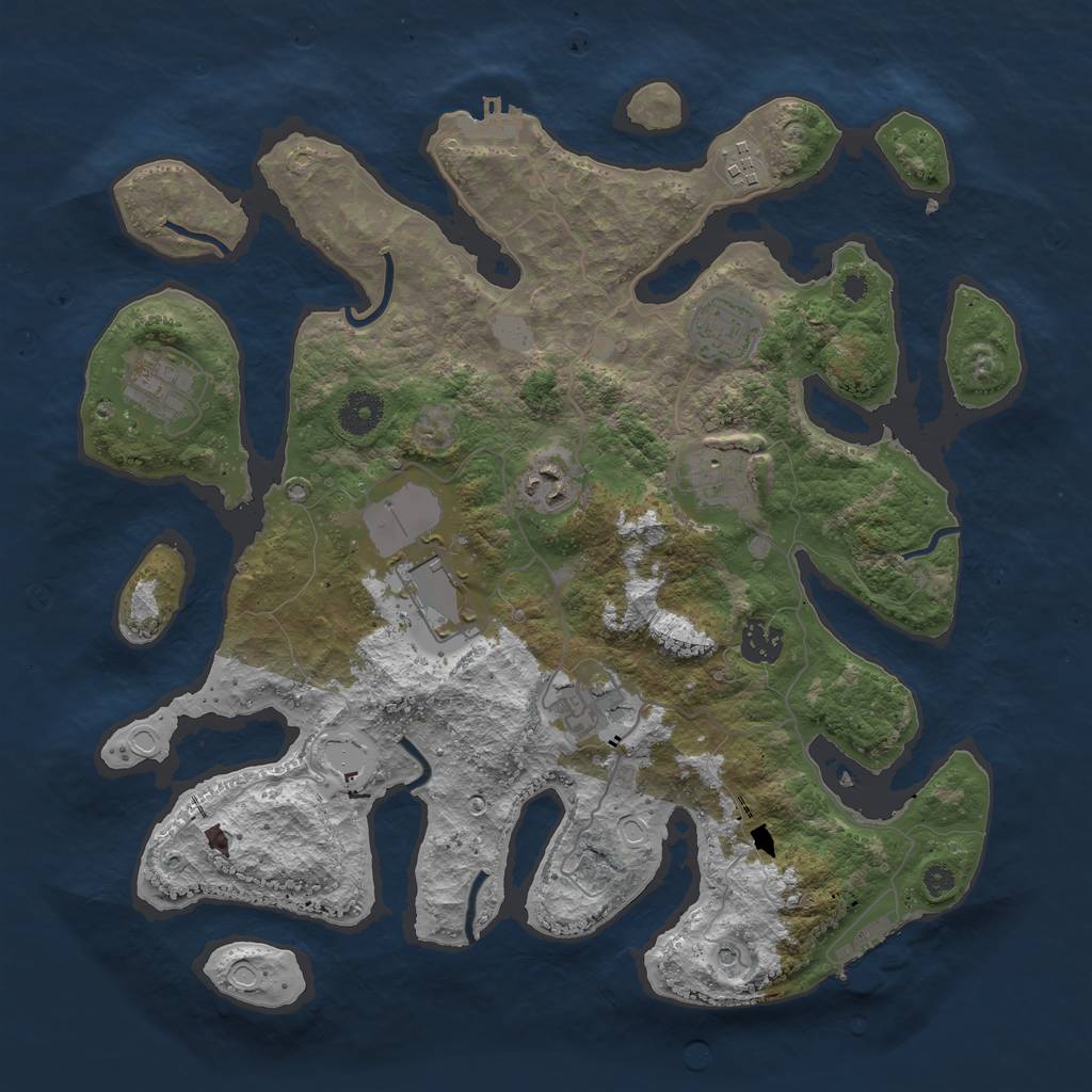 Rust Map: Procedural Map, Size: 3700, Seed: 4457, 16 Monuments