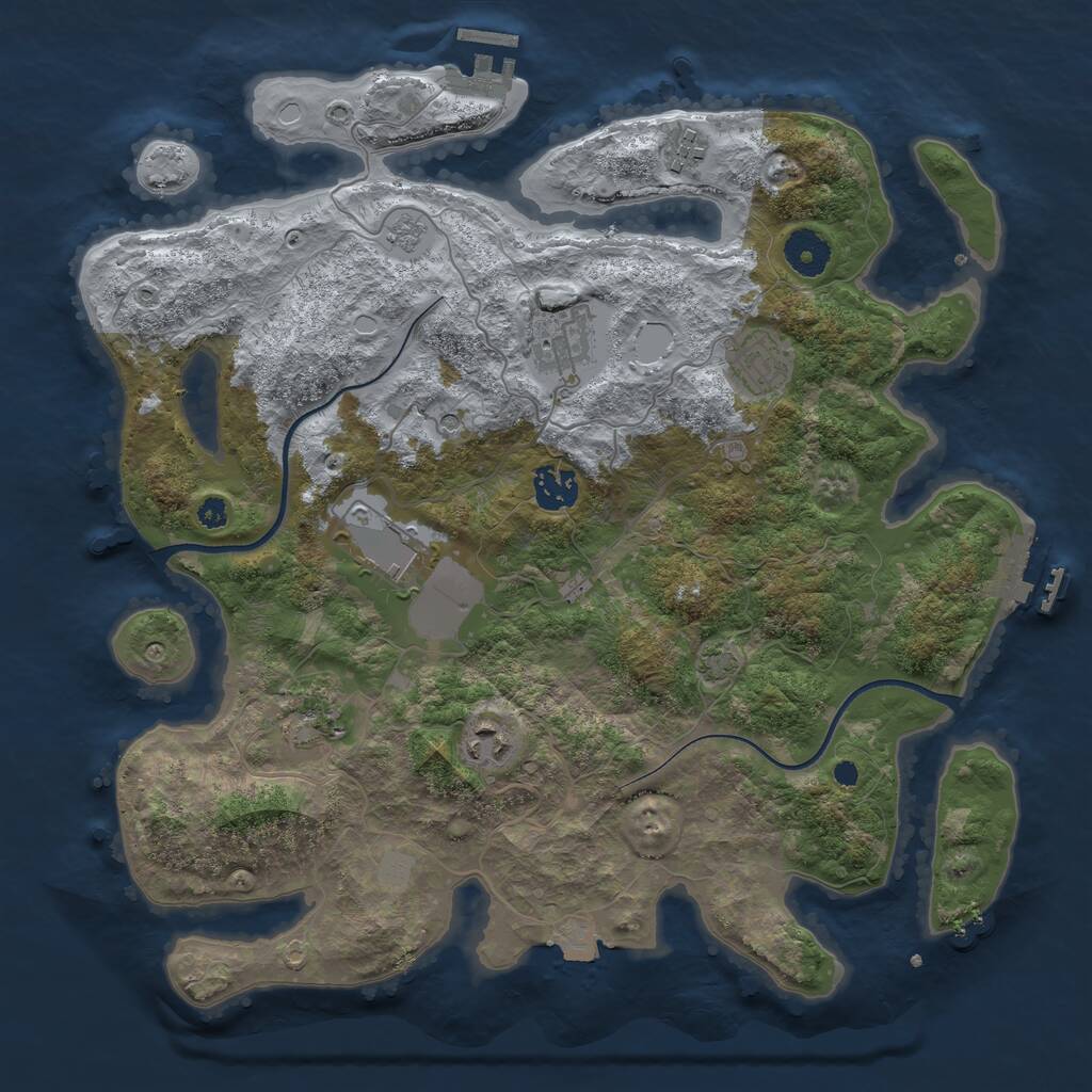 Rust Map: Procedural Map, Size: 3600, Seed: 180, 13 Monuments