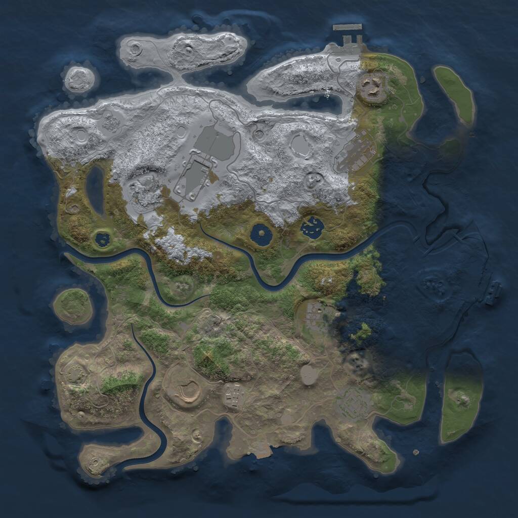Rust Map: Procedural Map, Size: 3600, Seed: 180, 15 Monuments