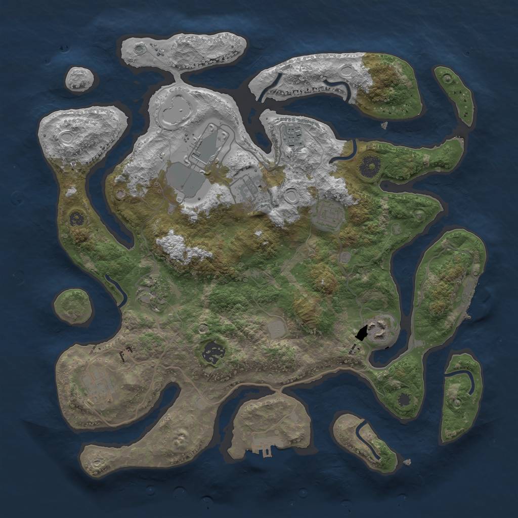 Rust Map: Procedural Map, Size: 3600, Seed: 180, 15 Monuments