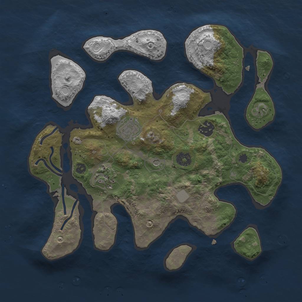 Rust Map: Procedural Map, Size: 3000, Seed: 1132850607, 9 Monuments