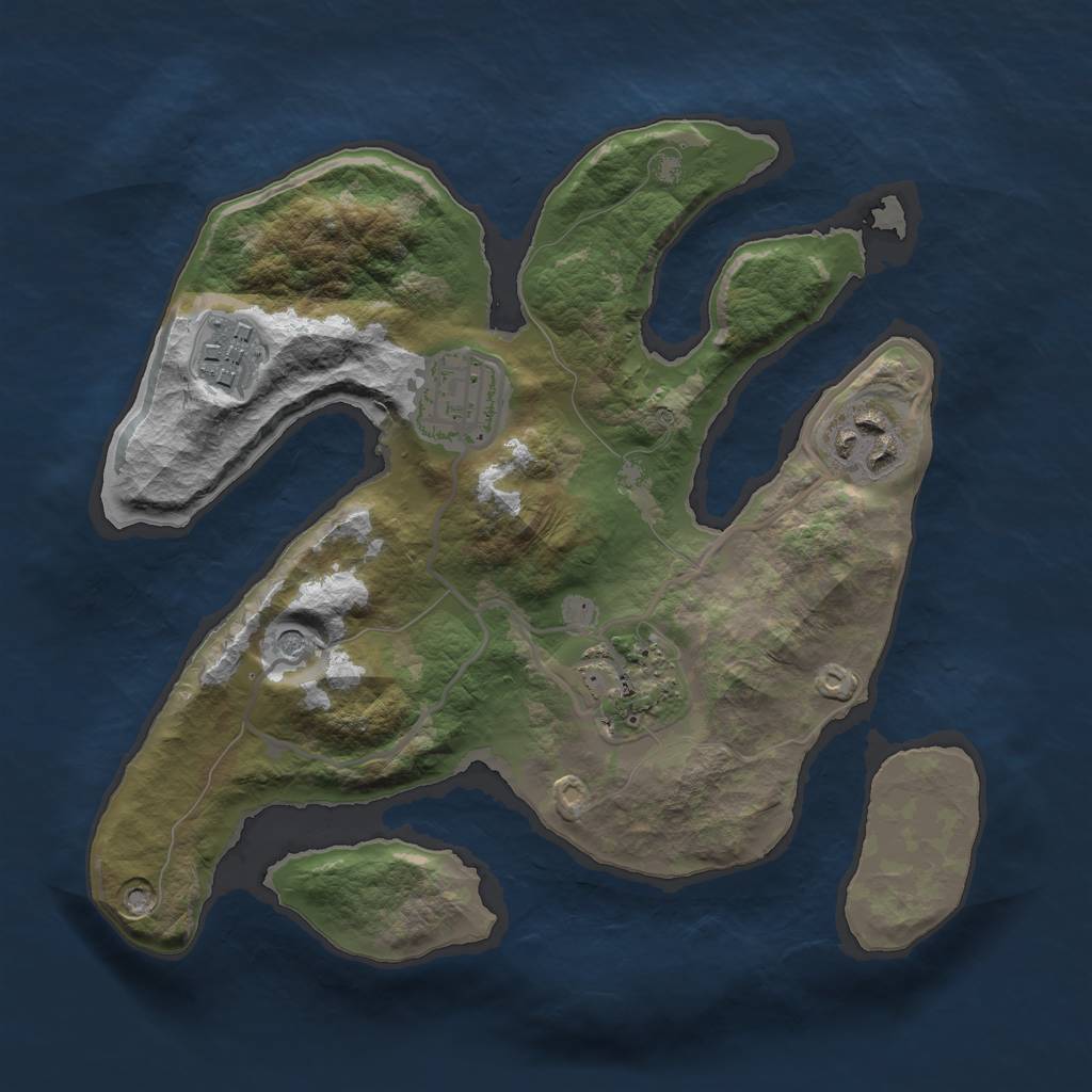 Rust Map: Barren, Size: 2500, Seed: 1651616, 7 Monuments