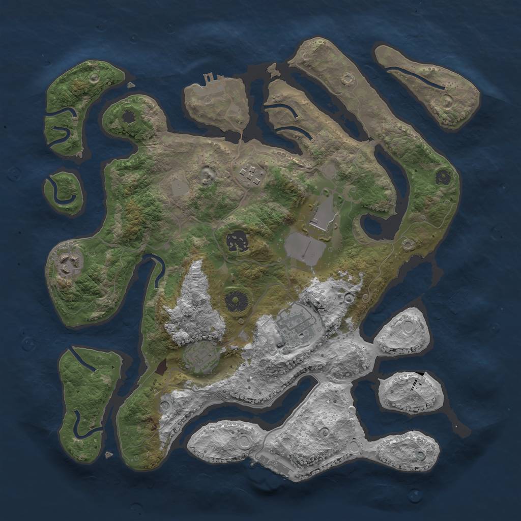 Rust Map: Procedural Map, Size: 3500, Seed: 3818555, 14 Monuments