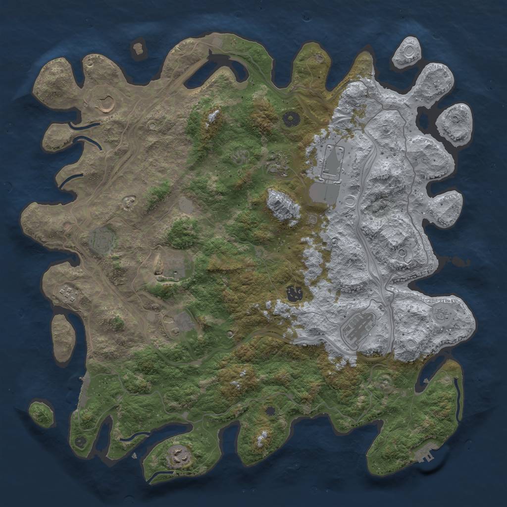 Rust Map: Procedural Map, Size: 4500, Seed: 1630530142, 17 Monuments