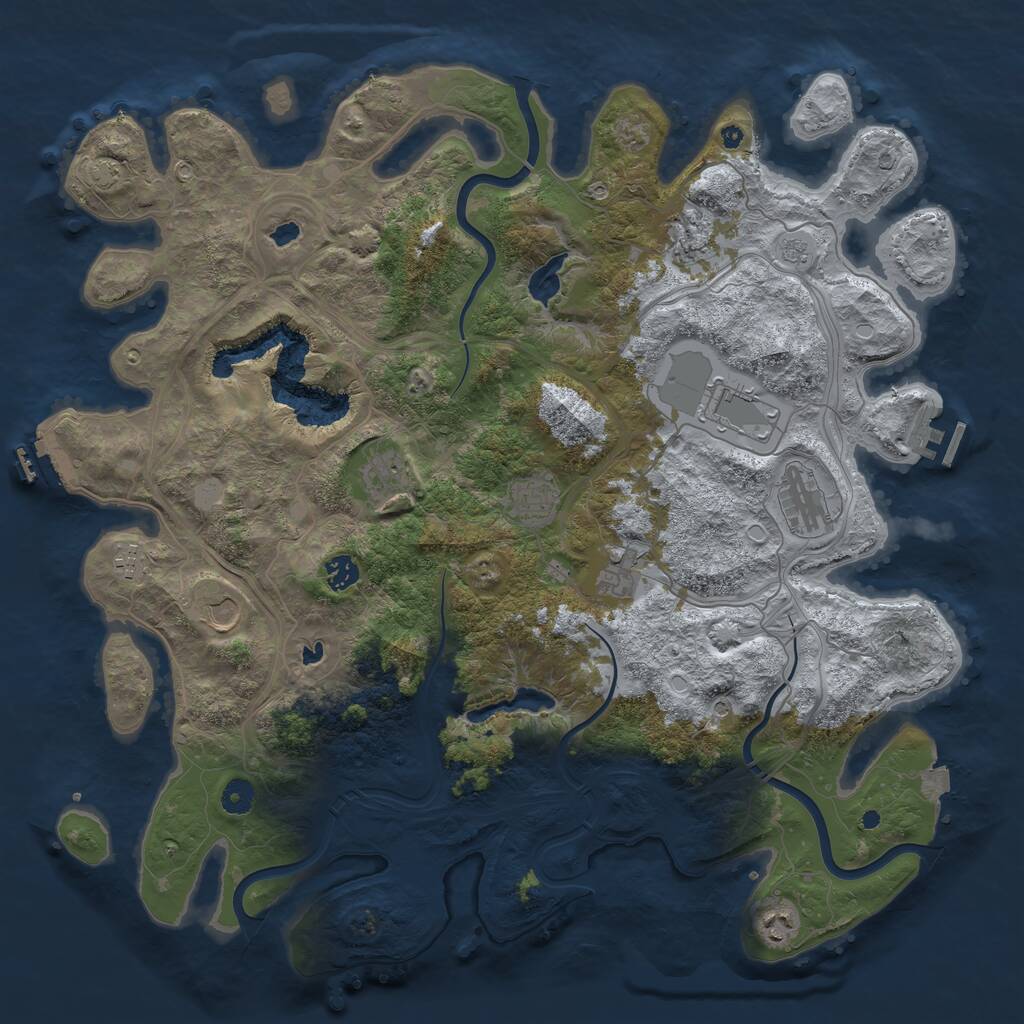 Rust Map: Procedural Map, Size: 4500, Seed: 1630530142, 16 Monuments