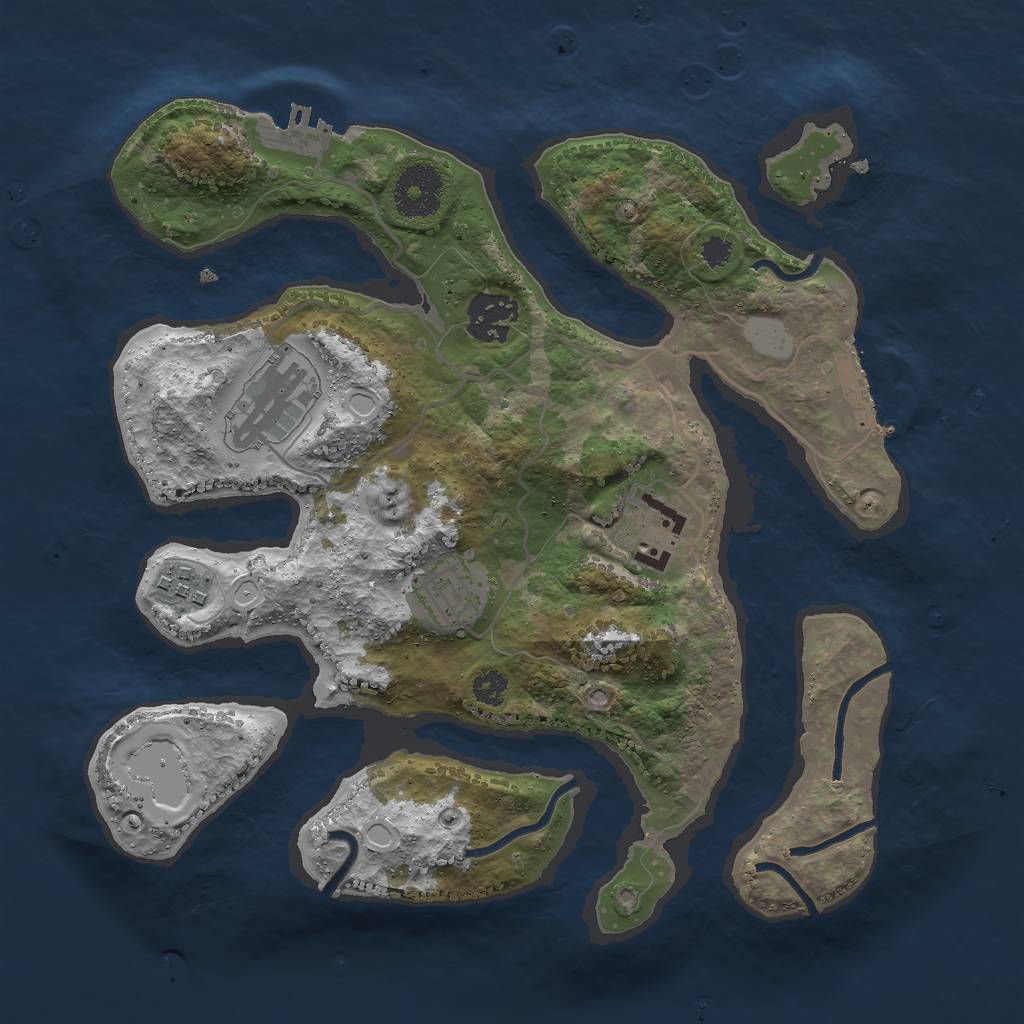 Rust Map: Procedural Map, Size: 3000, Seed: 848055, 12 Monuments