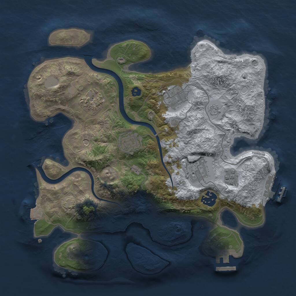 Rust Map: Procedural Map, Size: 3000, Seed: 345875, 12 Monuments