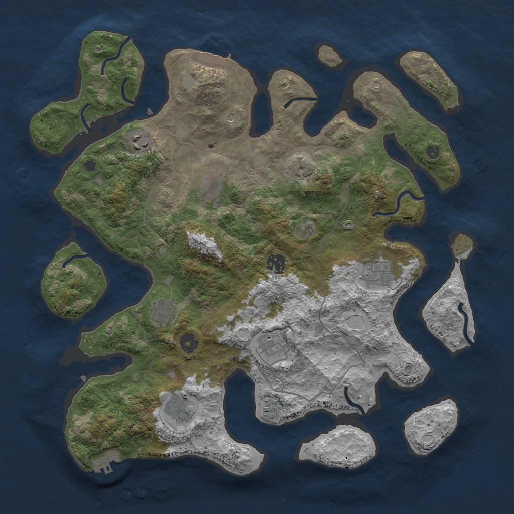 Rust Map: Procedural Map, Size: 4000, Seed: 2024376984, 16 Monuments