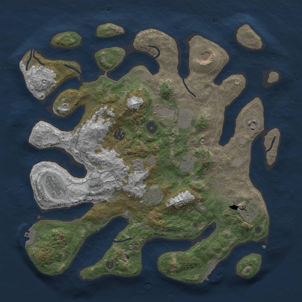 Rust Map: Procedural Map, Size: 4000, Seed: 30357929, 17 Monuments
