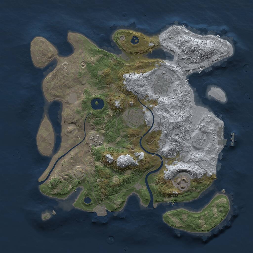 Rust Map: Procedural Map, Size: 3000, Seed: 675097427, 9 Monuments