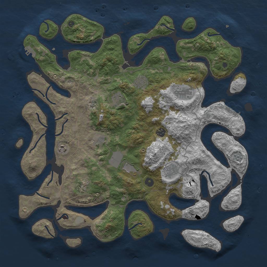 Rust Map: Procedural Map, Size: 4500, Seed: 110811, 18 Monuments