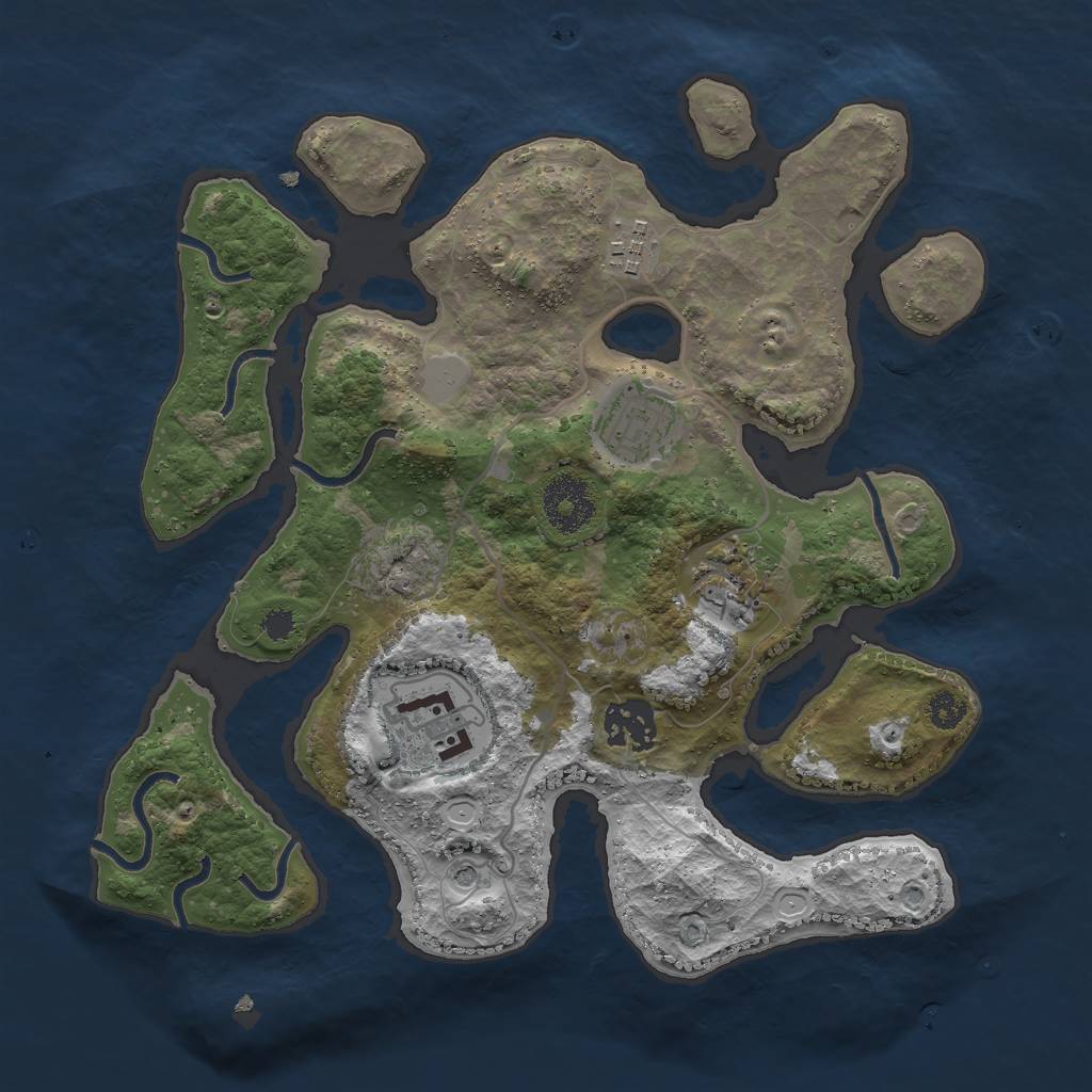 Rust Map: Procedural Map, Size: 3000, Seed: 249318, 11 Monuments