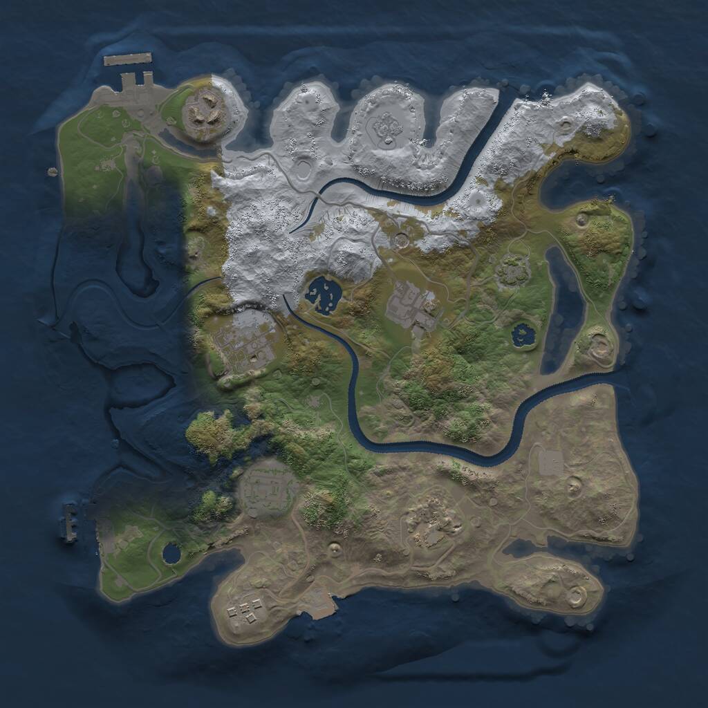 Rust Map: Procedural Map, Size: 3000, Seed: 921998, 13 Monuments