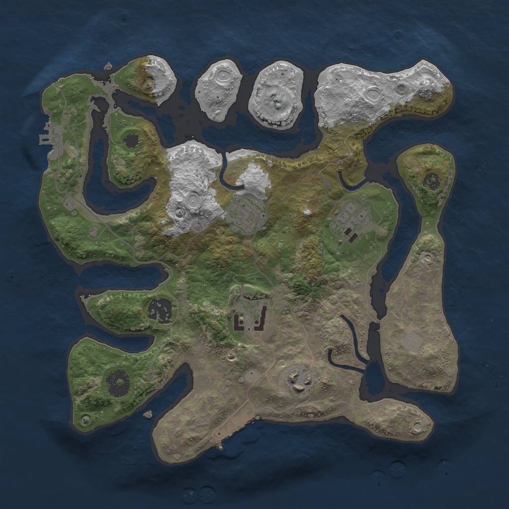 Rust Map: Procedural Map, Size: 3000, Seed: 921998, 12 Monuments