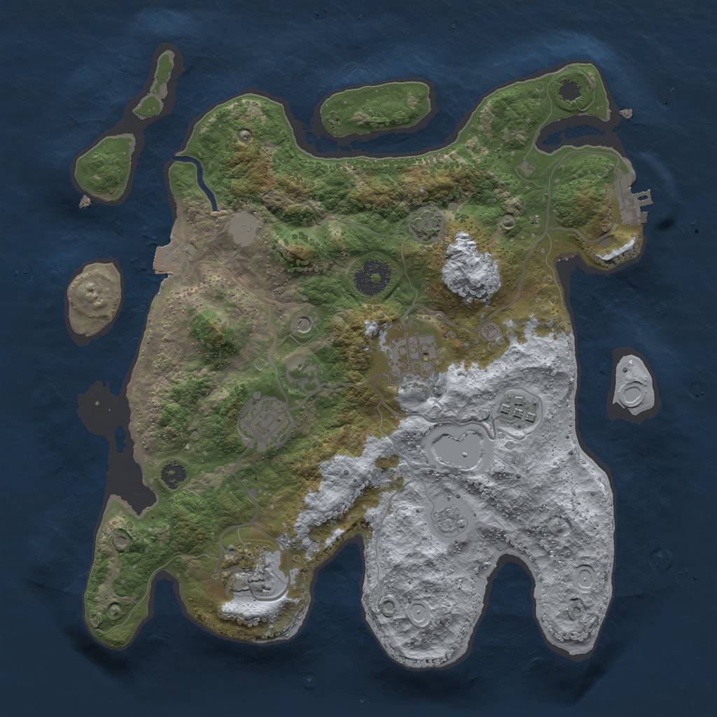 Rust Map: Procedural Map, Size: 3000, Seed: 340356, 11 Monuments