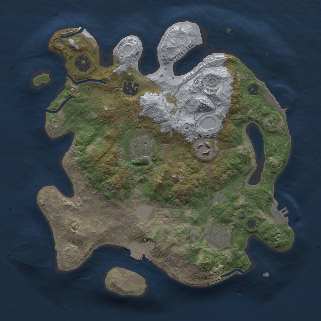 Rust Map: Procedural Map, Size: 3000, Seed: 621846, 11 Monuments