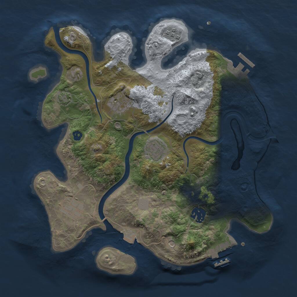 Rust Map: Procedural Map, Size: 3000, Seed: 621846, 10 Monuments