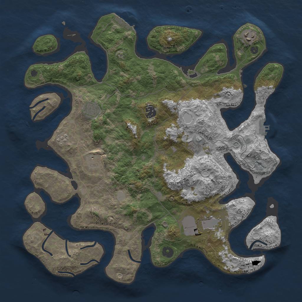 Rust Map: Procedural Map, Size: 4000, Seed: 2958, 15 Monuments