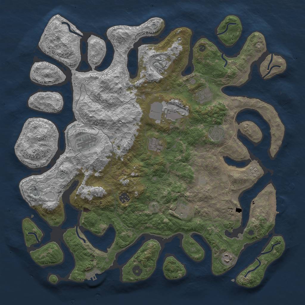 Rust Map: Procedural Map, Size: 4500, Seed: 8888888, 18 Monuments