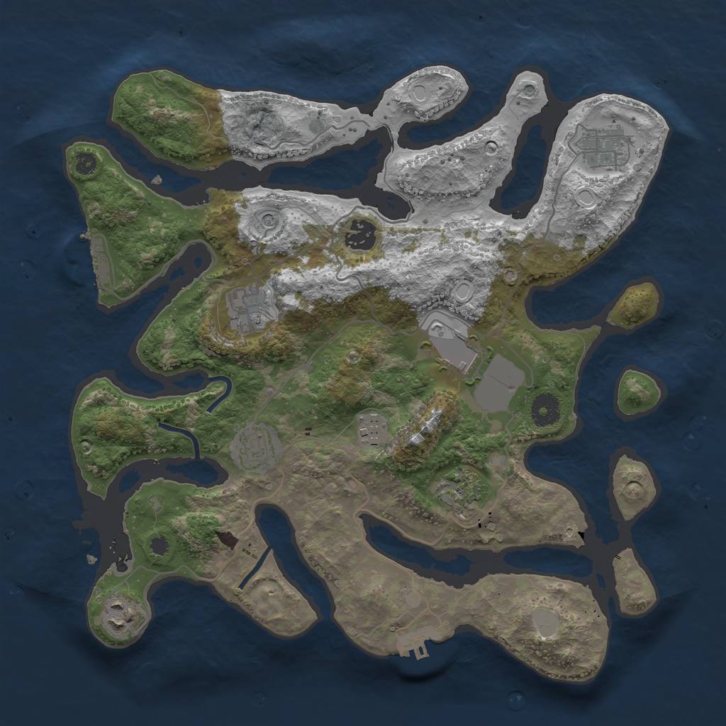 Rust Map: Procedural Map, Size: 3500, Seed: 83015914, 16 Monuments