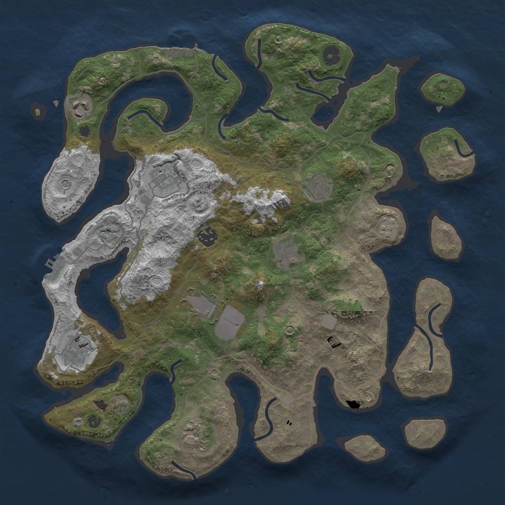 Rust Map: Procedural Map, Size: 4000, Seed: 1241212, 17 Monuments