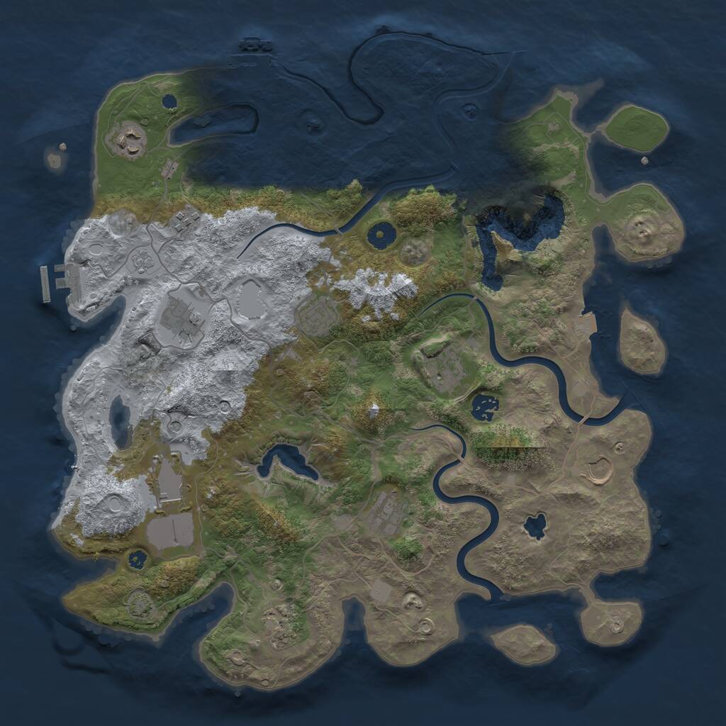 Rust Map: Procedural Map, Size: 4000, Seed: 1241212, 16 Monuments