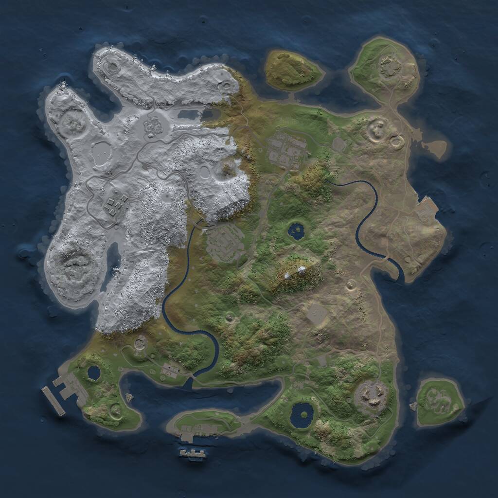 Rust Map: Procedural Map, Size: 3000, Seed: 2736499, 10 Monuments