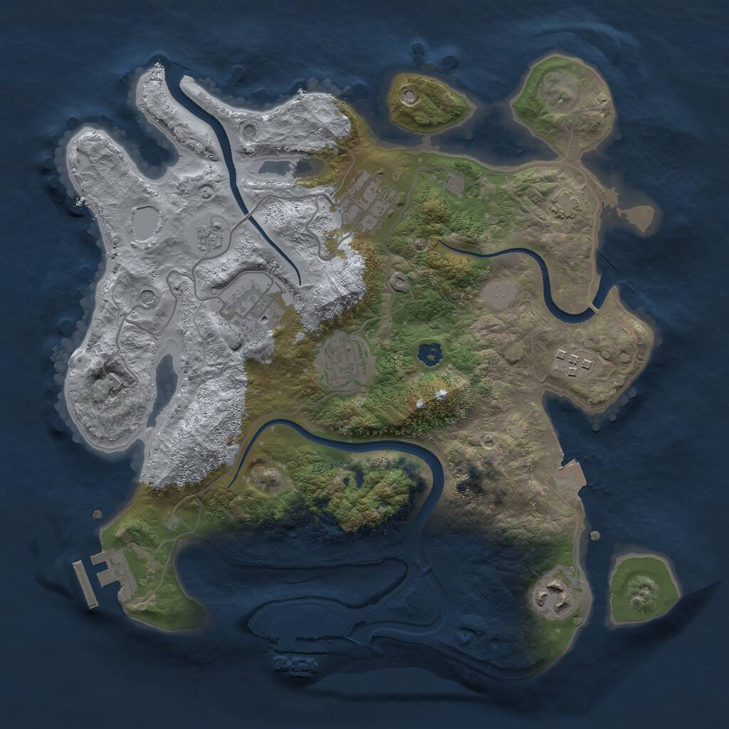 Rust Map: Procedural Map, Size: 3000, Seed: 2736499, 11 Monuments