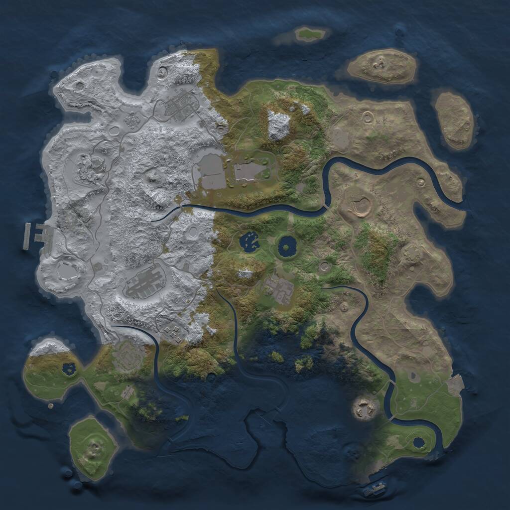 Rust Map: Procedural Map, Size: 3800, Seed: 4693379, 16 Monuments