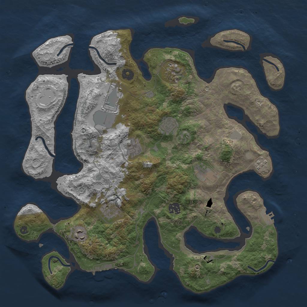Rust Map: Procedural Map, Size: 3800, Seed: 4693379, 17 Monuments