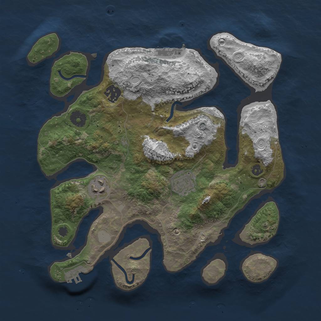 Rust Map: Procedural Map, Size: 3000, Seed: 817539, 10 Monuments