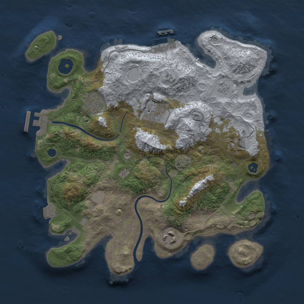 Rust Map: Procedural Map, Size: 3000, Seed: 817539, 10 Monuments