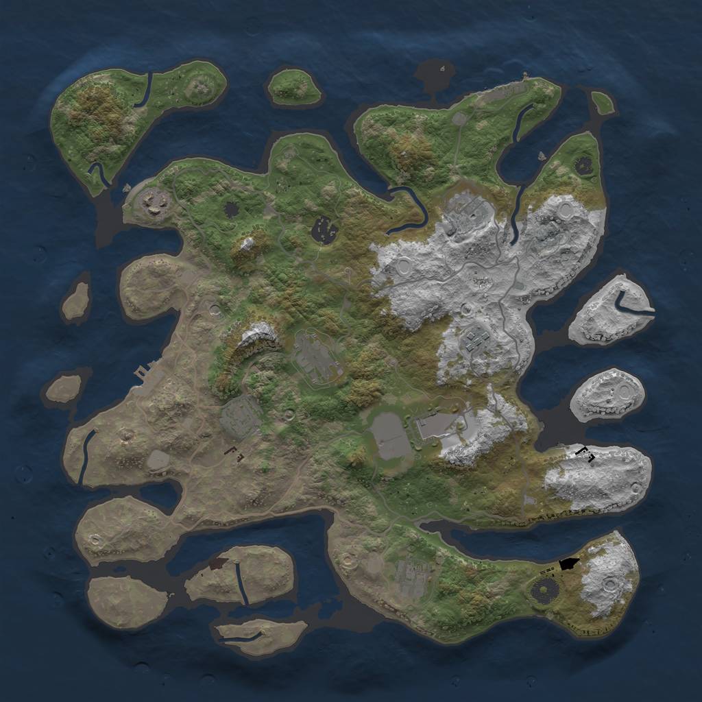 Rust Map: Procedural Map, Size: 4000, Seed: 666420, 16 Monuments