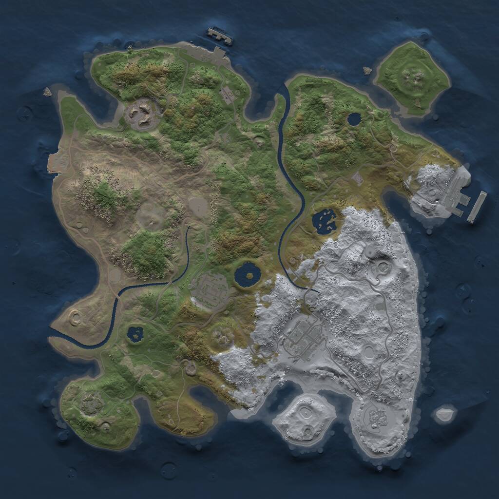 Rust Map: Procedural Map, Size: 3000, Seed: 967394425, 10 Monuments