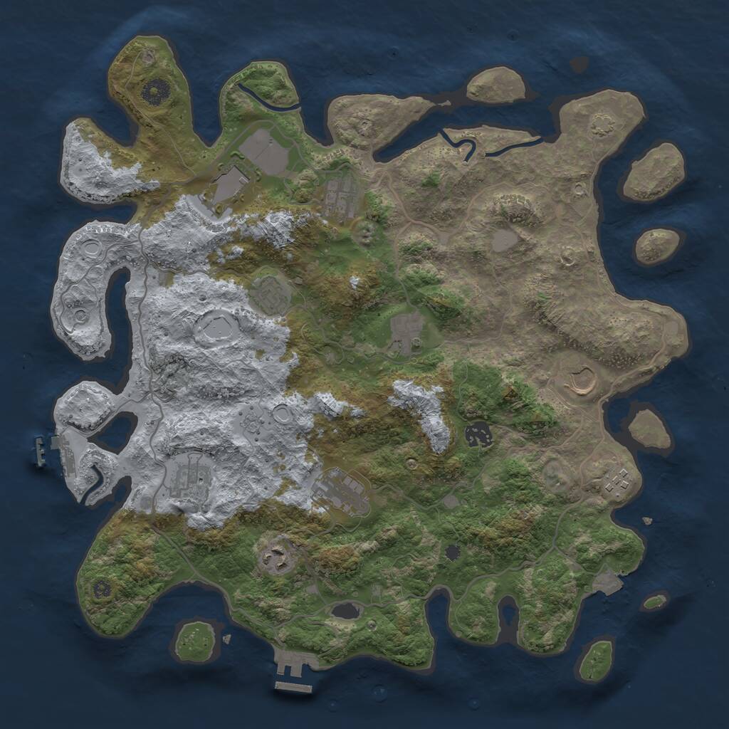 Rust Map: Procedural Map, Size: 4000, Seed: 30323, 16 Monuments