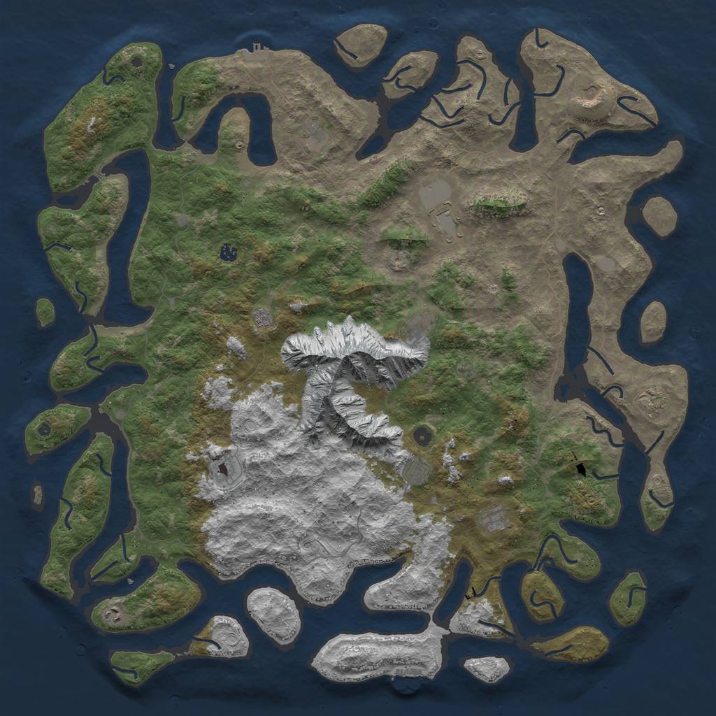 Rust Map: Procedural Map, Size: 6000, Seed: 7779, 19 Monuments