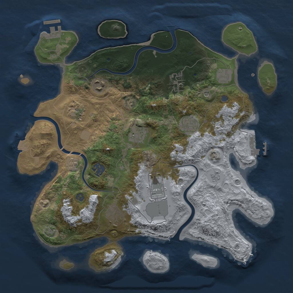 Rust Map: Procedural Map, Size: 3500, Seed: 1226460777, 17 Monuments
