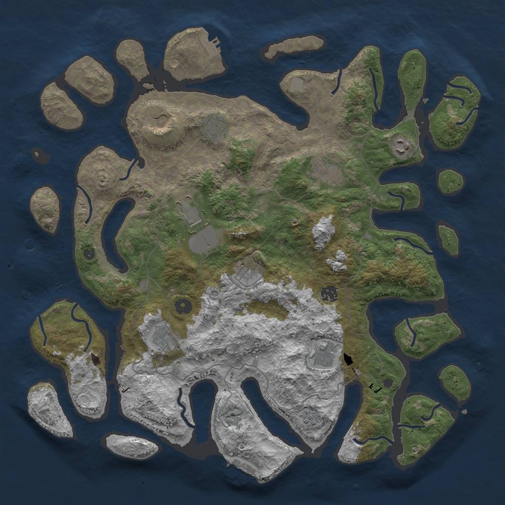 Rust Map: Procedural Map, Size: 4500, Seed: 3700, 18 Monuments