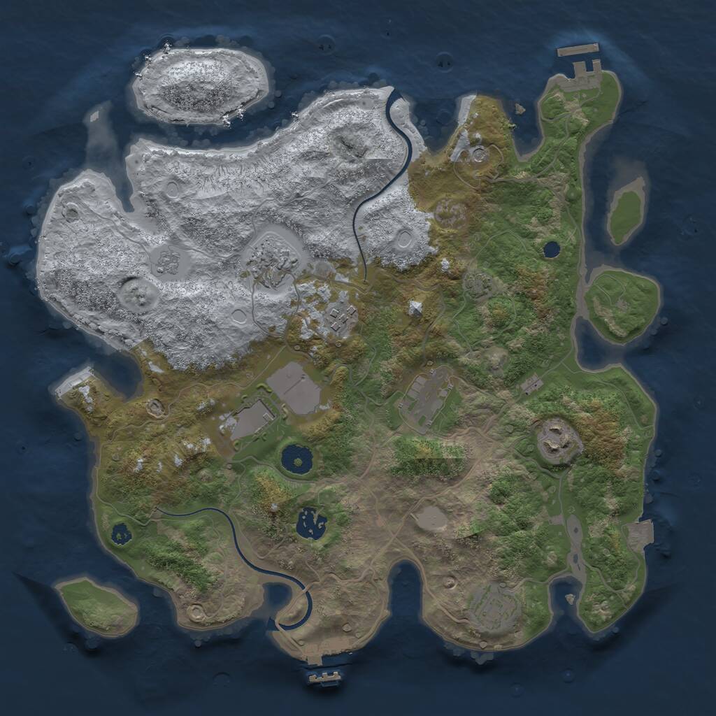 Rust Map: Procedural Map, Size: 3500, Seed: 1266411543, 13 Monuments