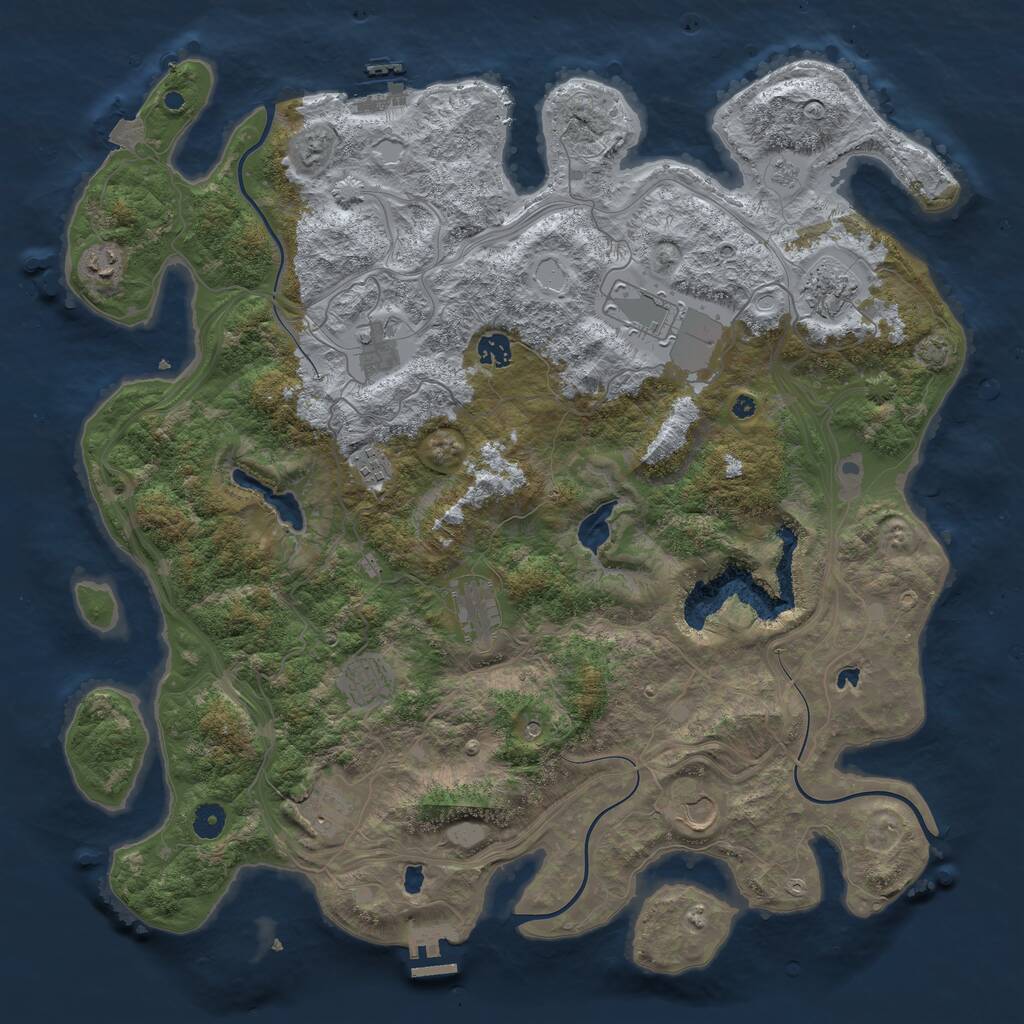 Rust Map: Procedural Map, Size: 4500, Seed: 34347674, 16 Monuments