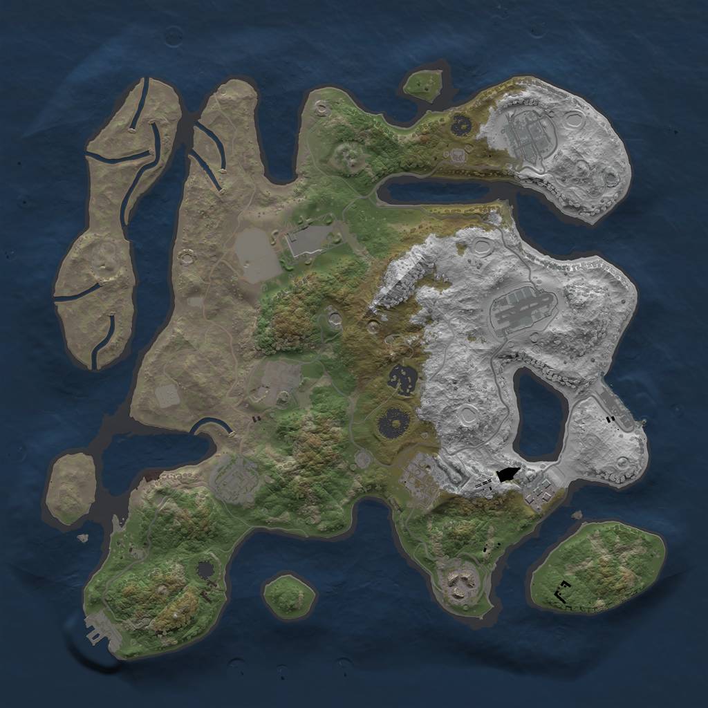 Rust Map: Procedural Map, Size: 3500, Seed: 111155, 17 Monuments