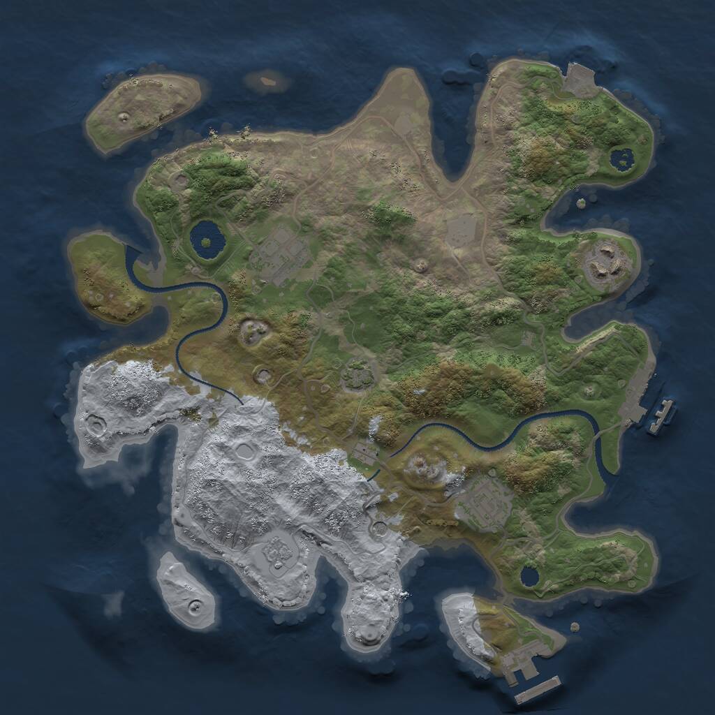 Rust Map: Procedural Map, Size: 3000, Seed: 598072, 9 Monuments