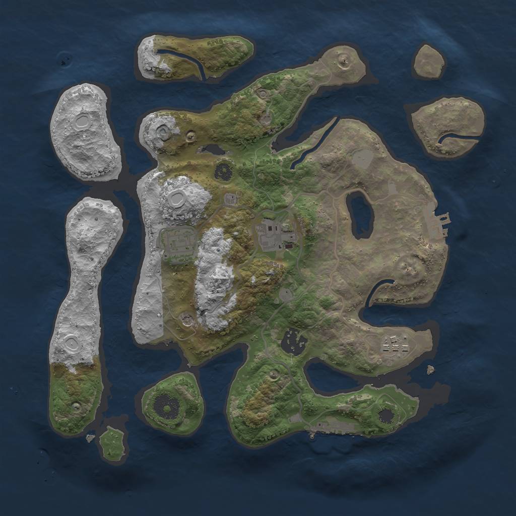 Rust Map: Procedural Map, Size: 3000, Seed: 953720, 12 Monuments