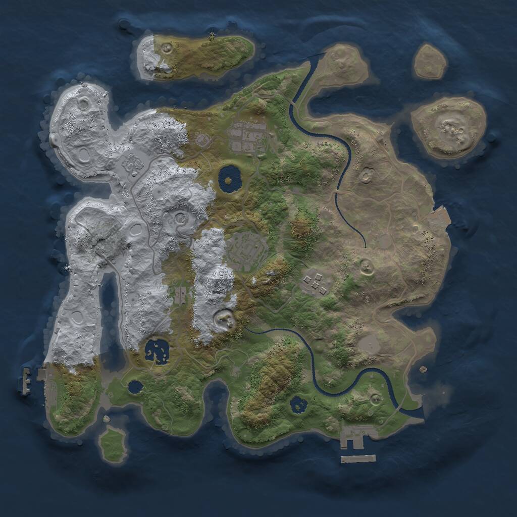 Rust Map: Procedural Map, Size: 3000, Seed: 953720, 9 Monuments