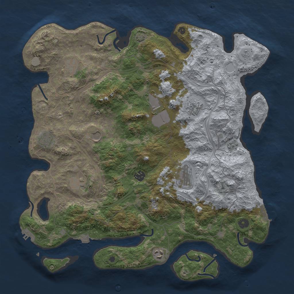 Rust Map: Procedural Map, Size: 4250, Seed: 24605, 18 Monuments